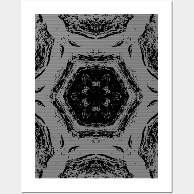 Black and White Contemporary Snowflake Mosaic Pattern Wall Art by Zen Goat 